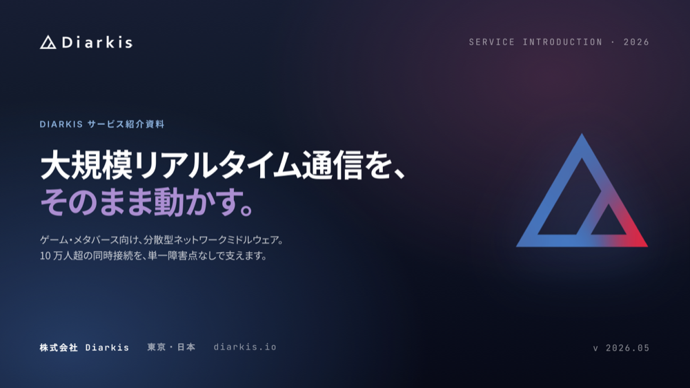 Diarkis サービス紹介資料 表紙